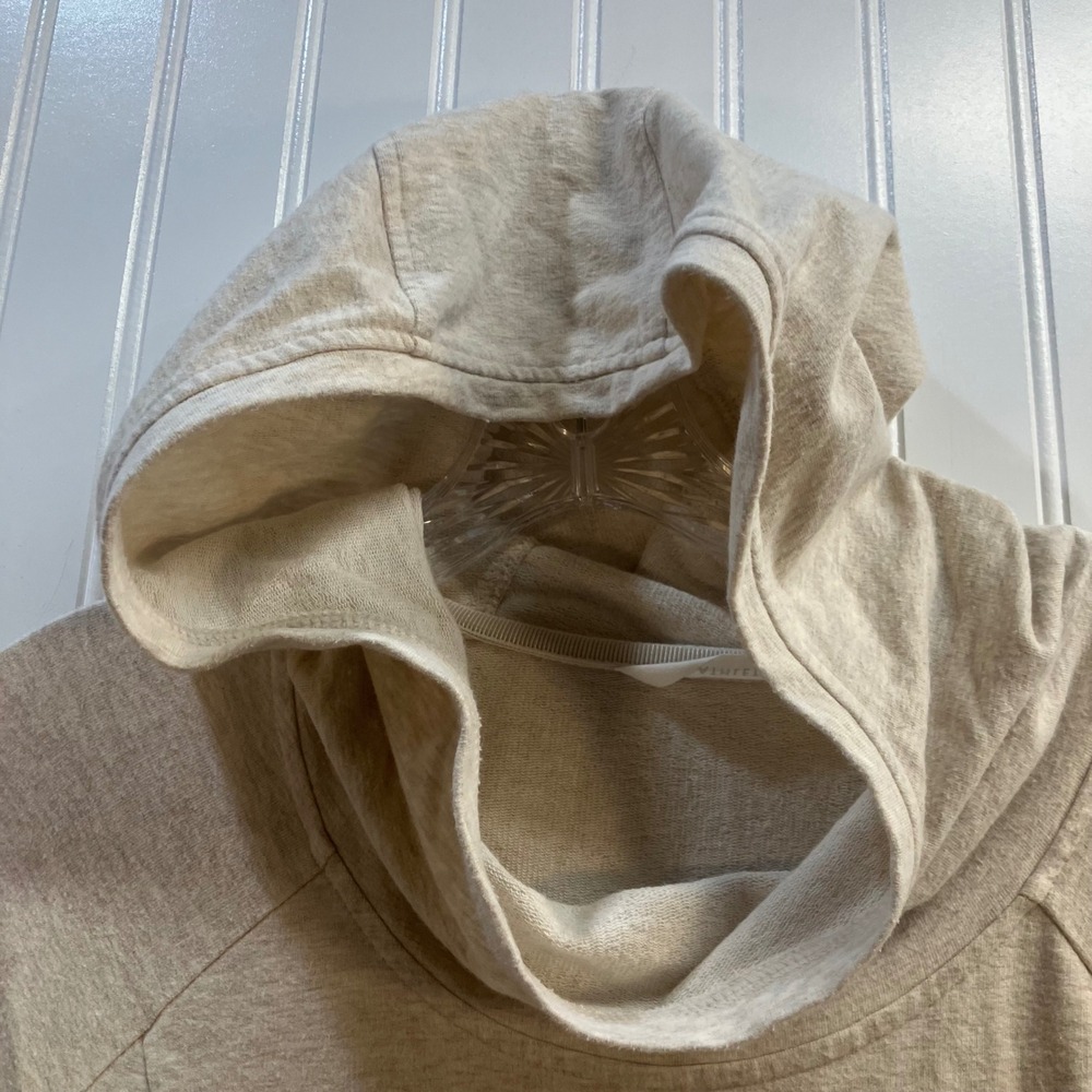 Athleta Power Down Active Hooded Yoga Dress Oatmeal Heather Beige  Thumbhole XS - Picture 9 of 11